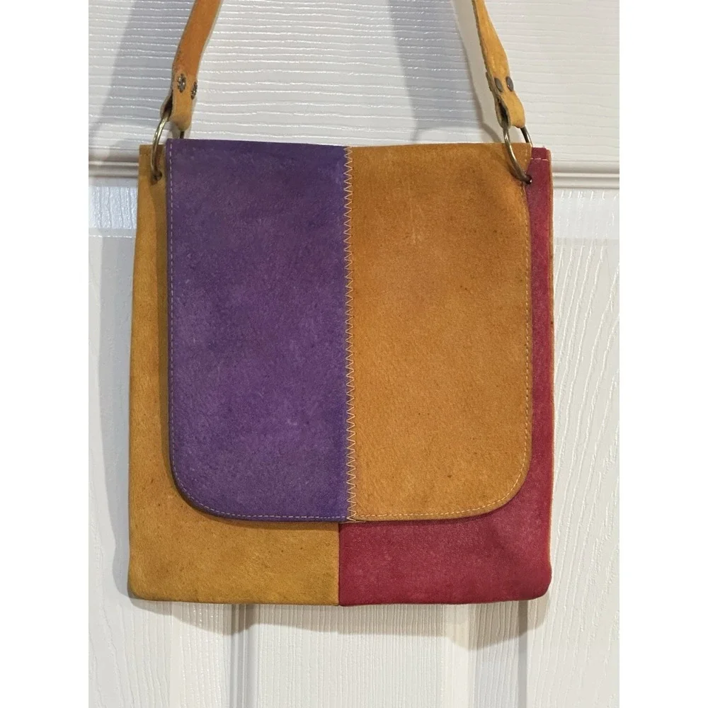 Vintage Multi Color Suede Shoulder Bag‎